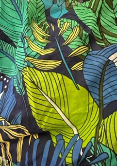 Navy and Teal Lush Tropical Print Top with Tassel