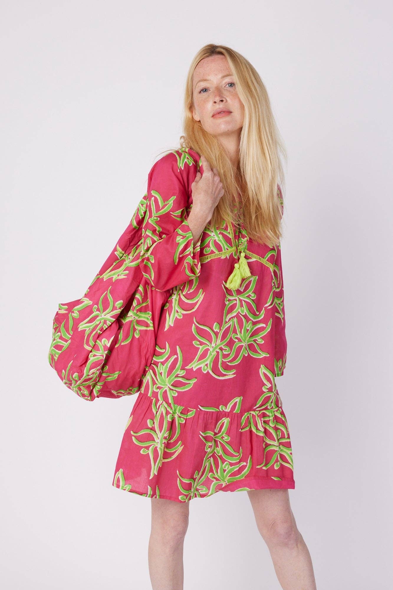 Brigida Resort Spring Summer Dress Pink Green Spring