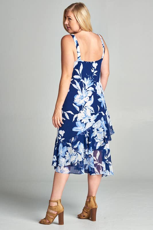 PLUS SIZE Floral Printed Midi Dress