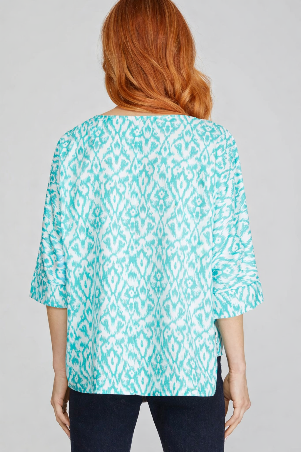 3/4 Sleeve Batik Style Print Blouse
