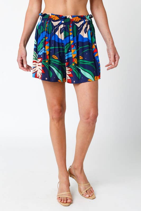 Kaylani Tropical Print Shorts
