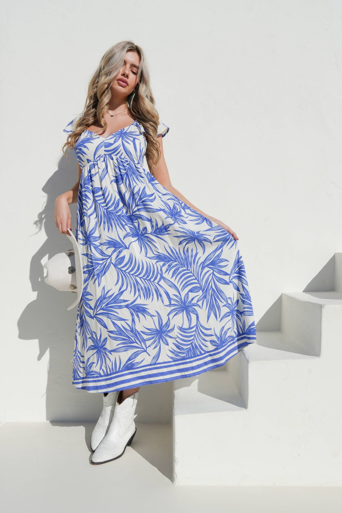 Tropical Printed Midi Summer Boho Dress