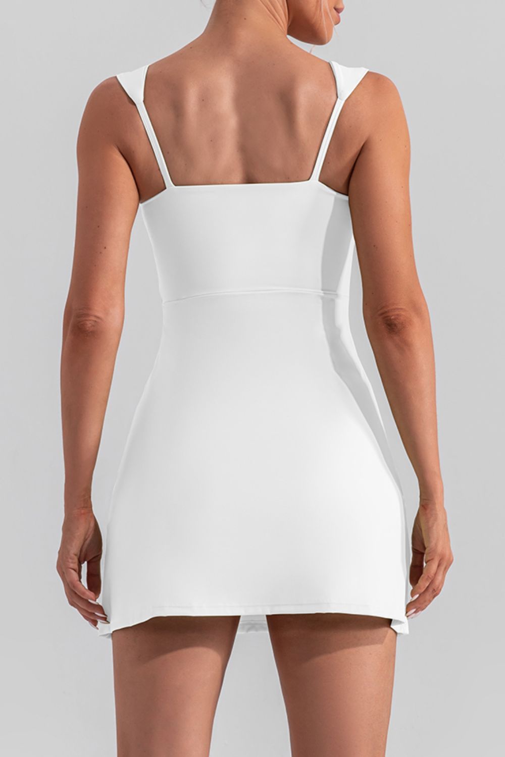 Square Neck Sleeveless Active Dress with Slit