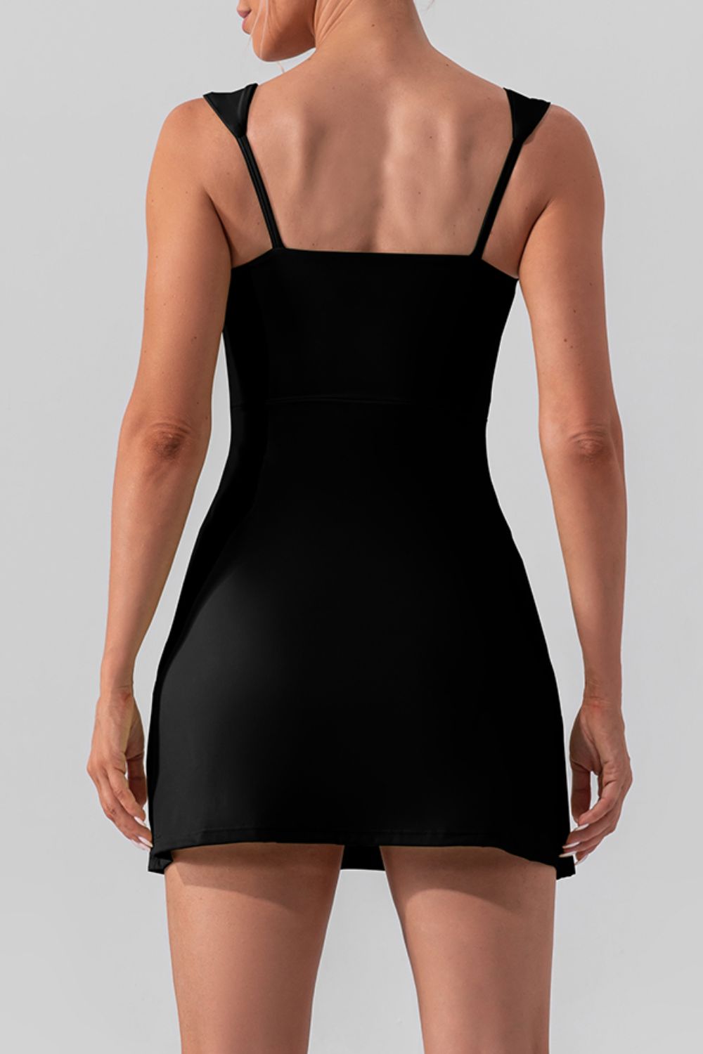 Square Neck Sleeveless Active Dress with Slit