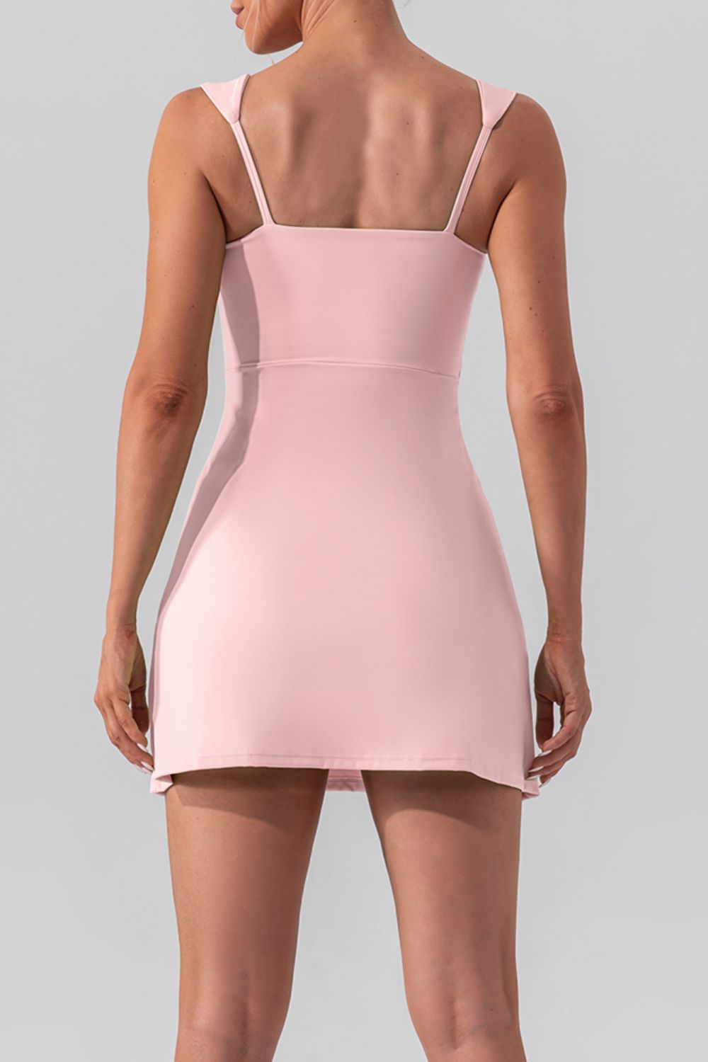 Square Neck Sleeveless Active Dress with Slit