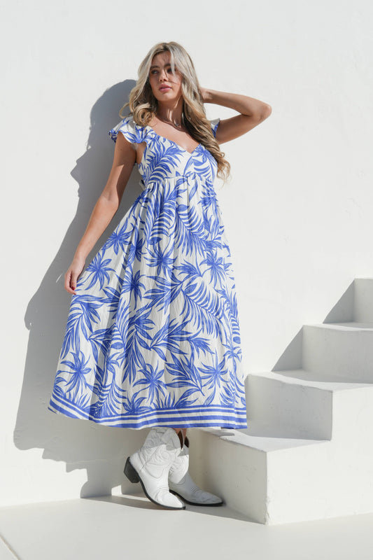 Tropical Printed Midi Summer Boho Dress