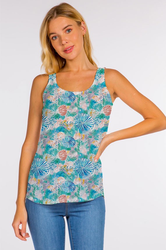 Blue Shell Print Tank Top