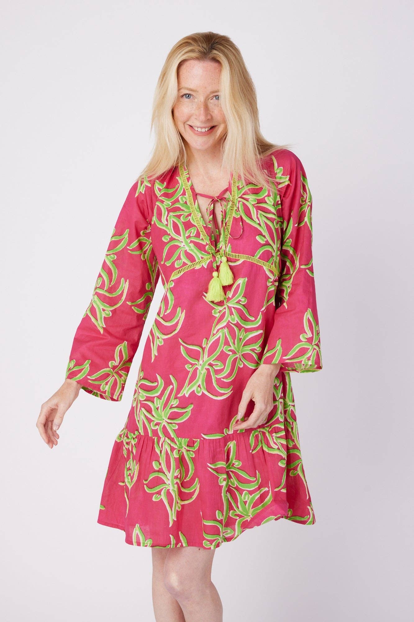 Brigida Resort Spring Summer Dress Pink Green Spring