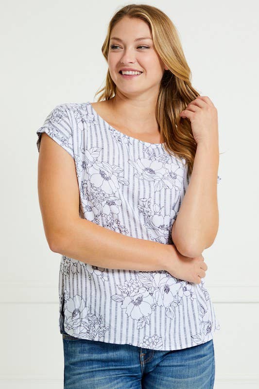 Striped Floral Top