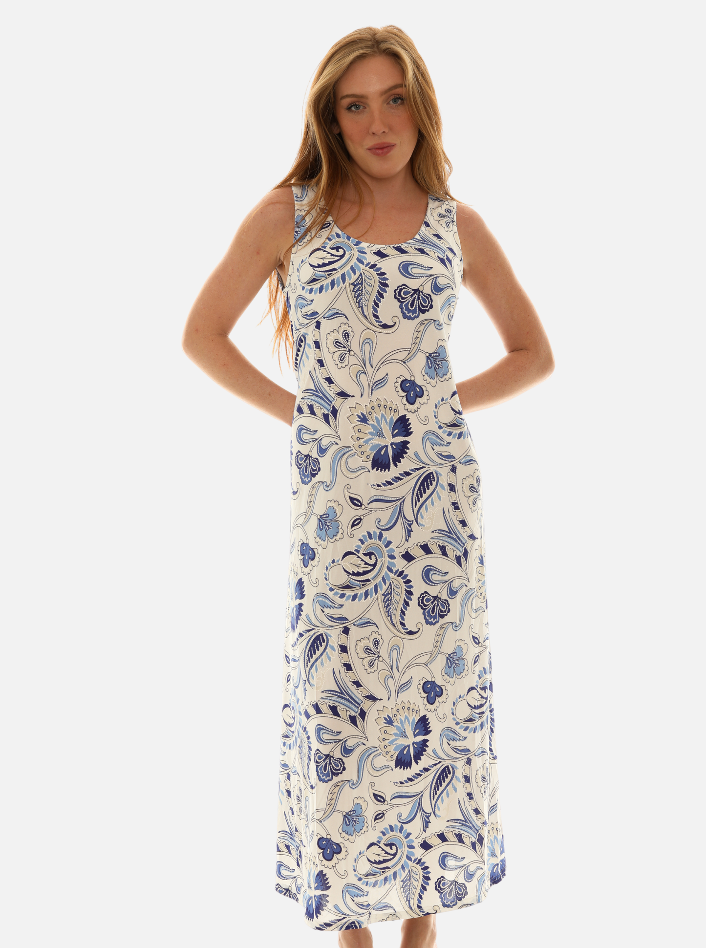 Sleeveless Paisley Print Maxi Dress