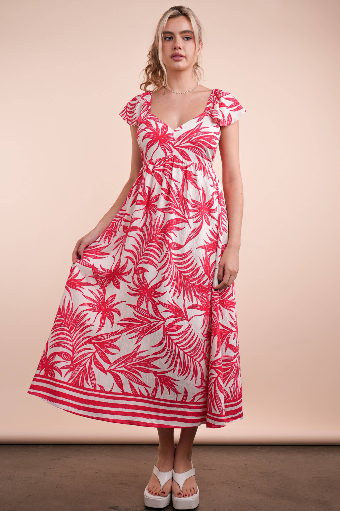Tropical Printed Midi Summer Boho Dress
