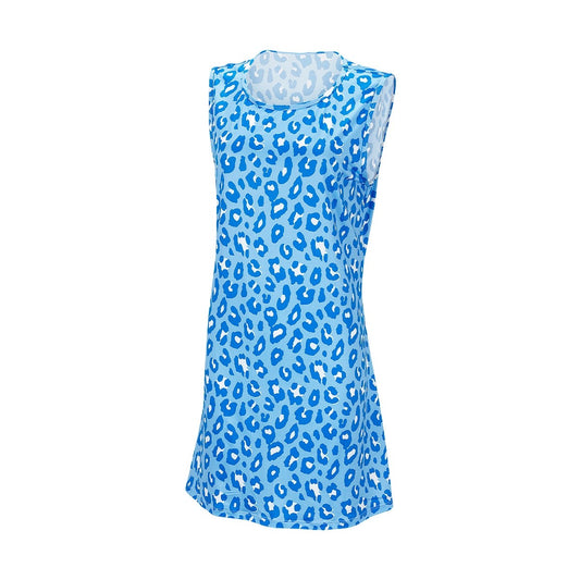 Blue Leopard Sleeveless Dress