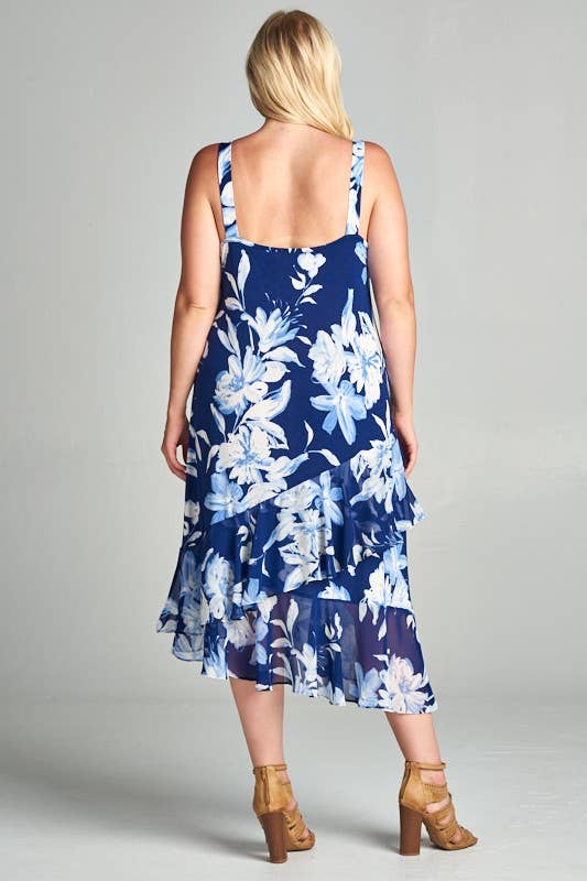 PLUS SIZE Floral Printed Midi Dress