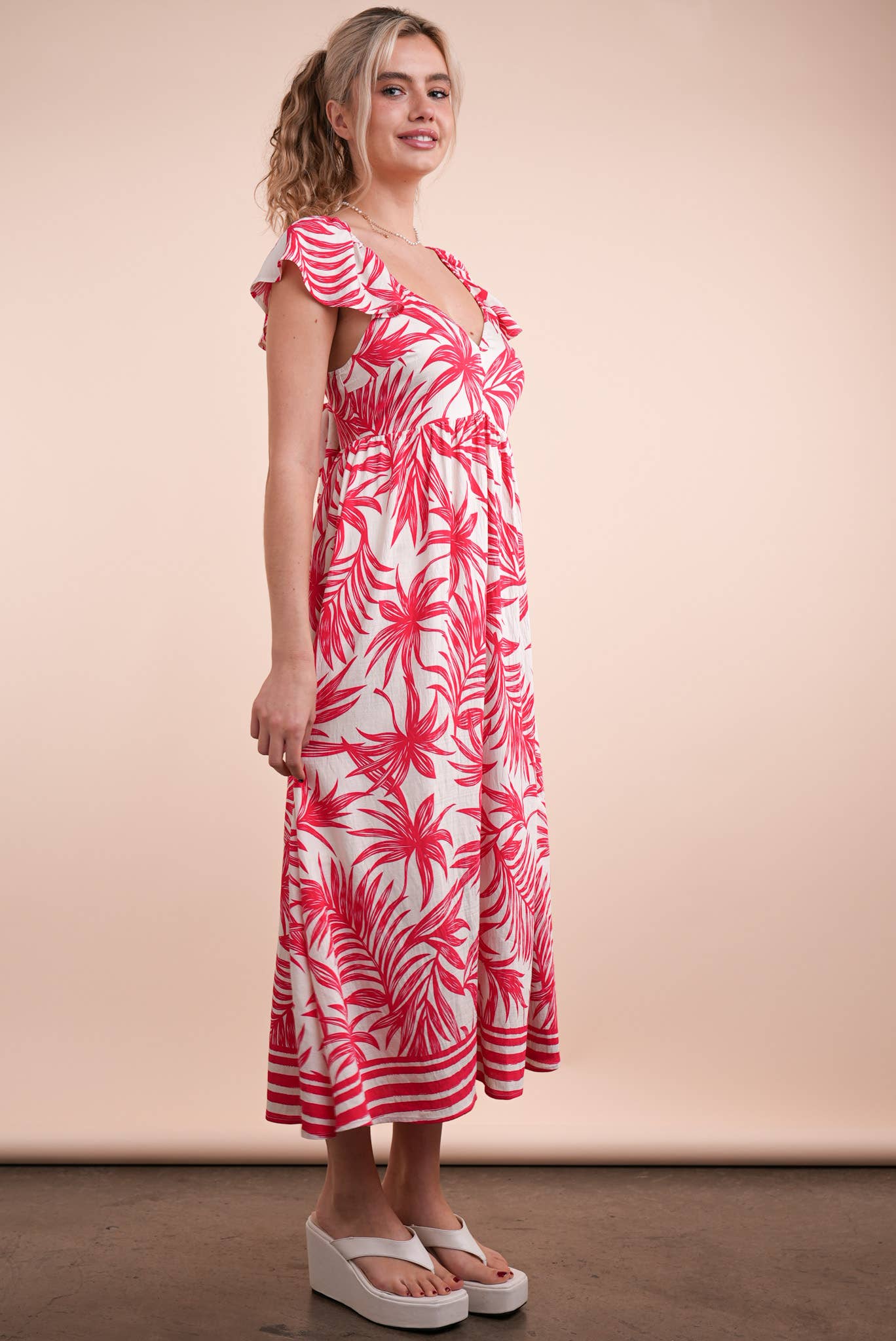 Tropical Printed Midi Summer Boho Dress