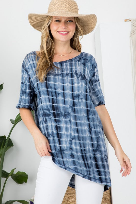 NAVY BLUE BAMBOO TIE DYE TOP