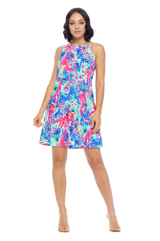 Tropical Parrot Shift Dress