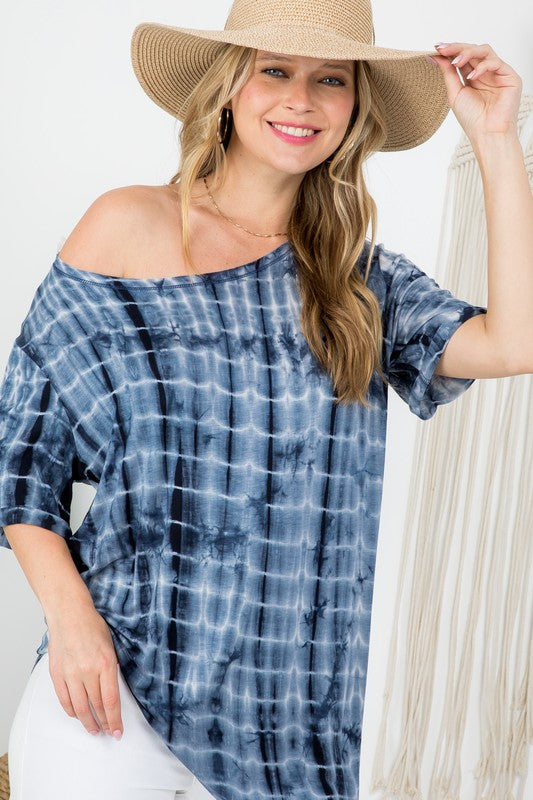 NAVY BLUE BAMBOO TIE DYE TOP