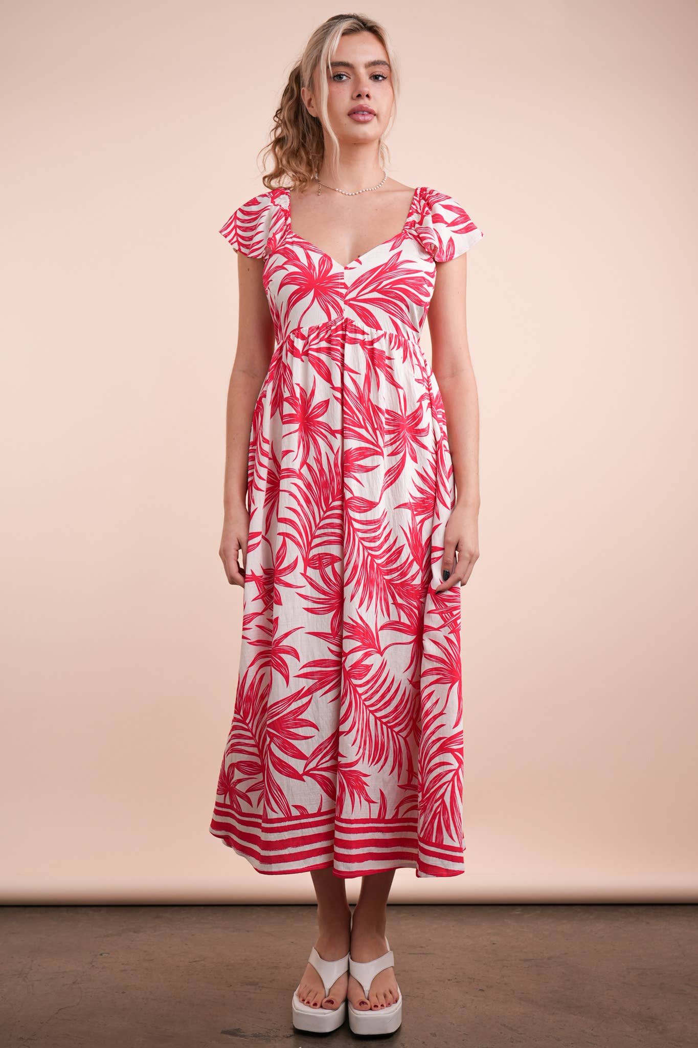 Tropical Printed Midi Summer Boho Dress