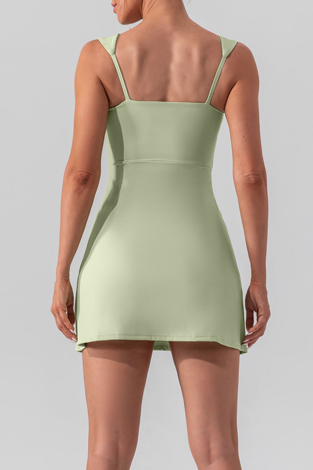 Square Neck Sleeveless Active Dress with Slit