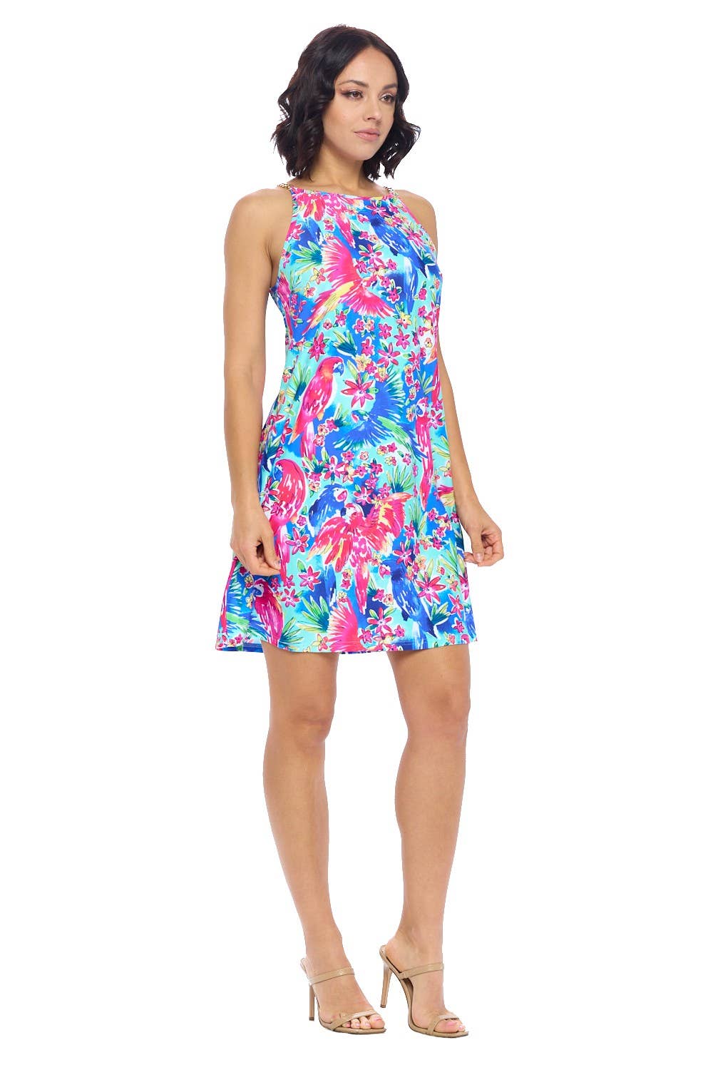 Tropical Parrot Shift Dress