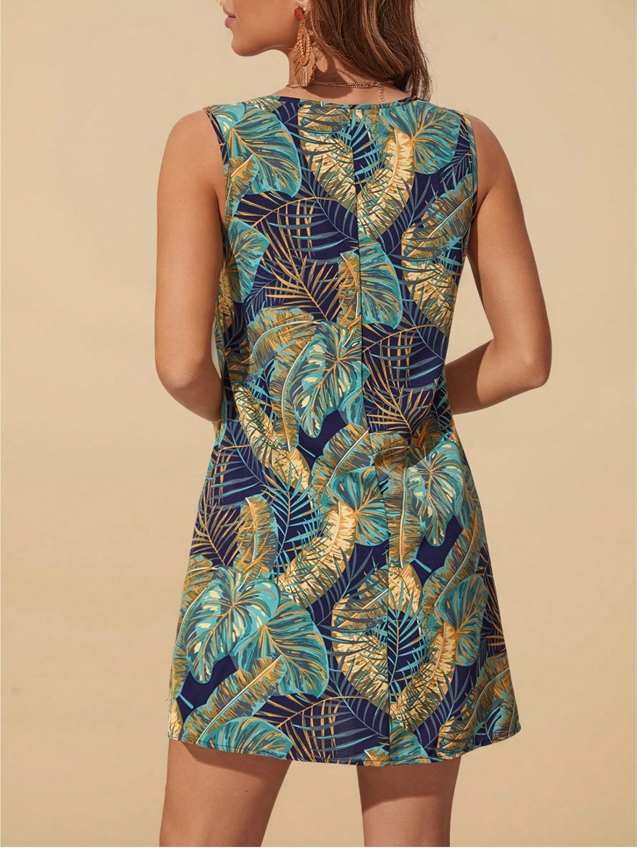 Tropical Leaf A-Line Dress